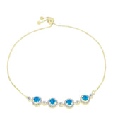 Brățară din Argint 925 Placat cu Aur ( 4.12 grame ) cu Opal Albastru Etiopian Paraiba și Topaz Alb 1.27 Carate
