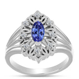 Inel din Argint 925 ( 4.85 grame ) cu Tanzanit și Topaz Alb 0.67 Carate