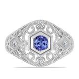 Inel din Argint 925 ( 4.03 grame ) cu Tanzanit și Topaz Alb 0.72 Carate
