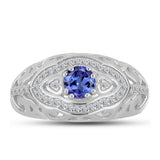 Inel din Argint 925 ( 3.77 grame ) cu Tanzanit și Topaz Alb 0.76 Carate