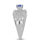 Inel din Argint 925 ( 3.77 grame ) cu Tanzanit și Topaz Alb 0.76 Carate