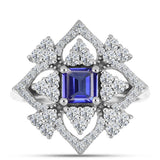 Inel din Argint 925 ( 3.7 grame ) cu Tanzanit și Topaz Alb 1.64 Carate