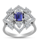 Inel din Argint 925 ( 3.7 grame ) cu Tanzanit și Topaz Alb 1.64 Carate