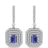 Cercei din Argint 925 ( 7.32 grame ) cu Tanzanit și Topaz Alb 4.07 Carate
