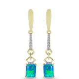 Cercei din Argint 925 Placat cu Aur ( 3.34 grame ) cu Opal Albastru Etiopian Paraiba și Topaz Alb 1.99 Carate