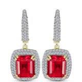 Cercei din Argint 925 Placat cu Aur ( 4.67 grame ) cu Agat Roșu și Topaz Alb 7.48 Carate
