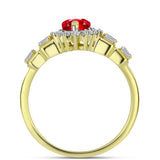 Inel din Argint 925 Placat cu Aur ( 3.47 grame ) cu Agat Roșu și Zircon Alb 1.55 Carate
