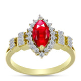 Inel din Argint 925 Placat cu Aur ( 3.47 grame ) cu Agat Roșu și Zircon Alb 1.55 Carate