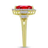 Inel din Argint 925 Placat cu Aur ( 3.47 grame ) cu Agat Roșu și Zircon Alb 1.55 Carate