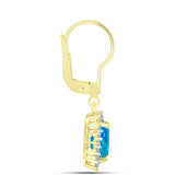 Cercei din Argint 925 Placat cu Aur ( 1.87 grame ) cu Opal Albastru Etiopian Paraiba și Topaz Alb 1.32 Carate