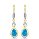 Cercei din Argint 925 Placat cu Aur ( 4.17 grame ) cu Opal Albastru Etiopian Paraiba și Topaz Alb 1.05 Carate