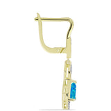 Cercei din Argint 925 Placat cu Aur ( 4.17 grame ) cu Opal Albastru Etiopian Paraiba și Topaz Alb 1.05 Carate