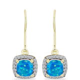 Cercei din Argint 925 Placat cu Aur ( 2.25 grame ) cu Opal Albastru Etiopian Paraiba și Topaz Alb 1.4 Carate