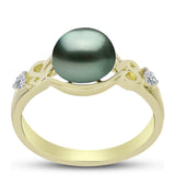 Inel din Argint 925 Placat cu Aur ( 2.86 grame ) cu Perlă De apă Dulce cu Efect "Verde Tahitian" și Topaz Alb 2.19 Carate