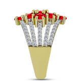 Inel din Argint 925 Placat cu Aur ( 4.98 grame ) cu Agat Roșu și Topaz Alb 2.7 Carate