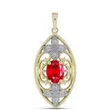 Pandantiv din Argint 925 Placat cu Aur ( 3.41 grame ) cu Agat Roșu și Topaz Alb 1.54 Carate