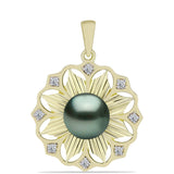Pandantiv din Argint 925 Placat cu Aur ( 2.94 grame ) cu Perlă De apă Dulce cu Efect "Verde Tahitian" și Topaz Alb 2.33 Carate