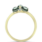 Inel din Argint 925 Placat cu Aur ( 2.43 grame ) cu Perlă De apă Dulce cu Efect "Verde Tahitian" și Topaz Alb 1.12 Carate