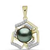 Pandantiv din Argint 925 Placat cu Aur ( 2.3 grame ) cu Perlă De apă Dulce cu Efect "Verde Tahitian" și Topaz Alb 2.39 Carate
