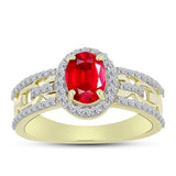 Inel din Argint 925 Placat cu Aur ( 4.34 grame ) cu Agat Roșu și Topaz Alb 1.55 Carate