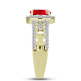 Inel din Argint 925 Placat cu Aur ( 4.34 grame ) cu Agat Roșu și Topaz Alb 1.55 Carate