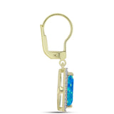 Cercei din Argint 925 Placat cu Aur ( 2.3 grame ) cu Opal Albastru Etiopian Paraiba și Topaz Alb 1.53 Carate