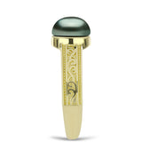 Inel din Argint 925 Placat cu Aur ( 3.51 grame ) cu Perlă De apă Dulce cu Efect "Verde Tahitian" 2.13 Carate
