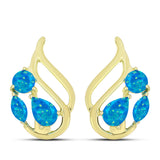 Cercei din Argint 925 Placat cu Aur ( 3.68 grame ) cu Opal Albastru Etiopian Paraiba 0.97 Carate