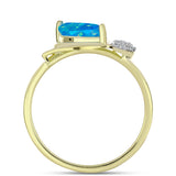 Inel din Argint 925 Placat cu Aur ( 2.54 grame ) cu Opal Albastru Etiopian Paraiba și Topaz Alb 0.75 Carate