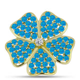 Inel din Argint 925 Placat cu Aur ( 6.57 grame ) cu Opal Albastru Etiopian Paraiba și Topaz Alb 1.63 Carate