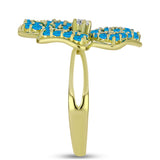 Inel din Argint 925 Placat cu Aur ( 6.57 grame ) cu Opal Albastru Etiopian Paraiba și Topaz Alb 1.63 Carate
