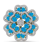 Inel din Argint 925 Placat cu Aur ( 7.63 grame ) cu Opal Albastru Etiopian Paraiba și Topaz Alb 3.24 Carate