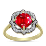 Inel din Argint 925 Placat cu Aur ( 3.13 grame ) cu Agat Roșu și Topaz Alb 2.6 Carate
