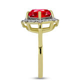 Inel din Argint 925 Placat cu Aur ( 3.13 grame ) cu Agat Roșu și Topaz Alb 2.6 Carate