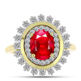 Inel din Argint 925 Placat cu Aur ( 4.44 grame ) cu Agat Roșu și Topaz Alb 2.7 Carate