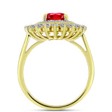 Inel din Argint 925 Placat cu Aur ( 4.44 grame ) cu Agat Roșu și Topaz Alb 2.7 Carate