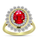 Inel din Argint 925 Placat cu Aur ( 4.44 grame ) cu Agat Roșu și Topaz Alb 2.7 Carate