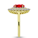 Inel din Argint 925 Placat cu Aur ( 4.44 grame ) cu Agat Roșu și Topaz Alb 2.7 Carate