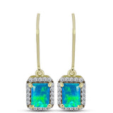 Cercei din Argint 925 Placat cu Aur ( 2.4 grame ) cu Opal Albastru Etiopian Paraiba și Topaz Alb 1.52 Carate