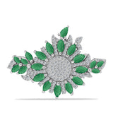 Broşă din Argint 925 ( 8.06 grame ) cu Smarald Brazilian și Topaz Alb 5.18 Carate