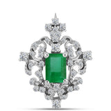 Broşă din Argint 925 ( 2.99 grame ) cu Smarald Brazilian și Topaz Alb 1.53 Carate