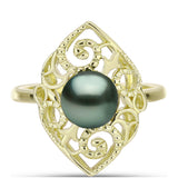 Inel din Argint 925 Placat cu Aur ( 4.05 grame ) cu Perlă De apă Dulce cu Efect "Verde Tahitian" 2.13 Carate
