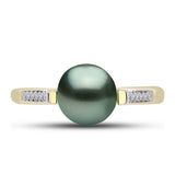 Inel din Argint 925 Placat cu Aur ( 2.7 grame ) cu Perlă De apă Dulce cu Efect "Verde Tahitian" și Topaz Alb 2.25 Carate