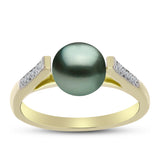 Inel din Argint 925 Placat cu Aur ( 2.7 grame ) cu Perlă De apă Dulce cu Efect "Verde Tahitian" și Topaz Alb 2.25 Carate