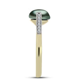 Inel din Argint 925 Placat cu Aur ( 2.7 grame ) cu Perlă De apă Dulce cu Efect "Verde Tahitian" și Topaz Alb 2.25 Carate