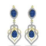 Cercei din Argint 925 Placat cu Aur ( 6.02 grame ) cu Albastru Drusy și Topaz Alb 6.41 Carate
