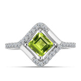 Inel din Argint 925 ( 3.02 grame ) cu Peridot Changbai și Topaz Alb 1.48 Carate