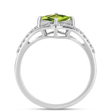 Inel din Argint 925 ( 3.02 grame ) cu Peridot Changbai și Topaz Alb 1.48 Carate