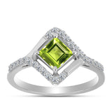 Inel din Argint 925 ( 3.02 grame ) cu Peridot Changbai și Topaz Alb 1.48 Carate