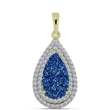 Pandantiv din Argint 925 Placat cu Aur ( 2.18 grame ) cu Albastru Drusy și Topaz Alb 4.73 Carate